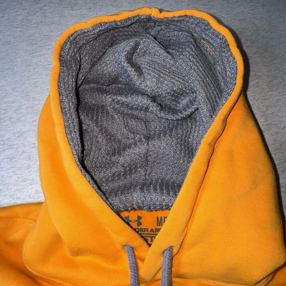 Mens Under Armour UA Storm Size Med Orange Loose Fit Pullover Hoodie Sweatshirt